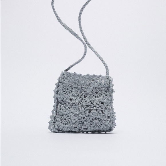 NWT. Zara Gray Mini Crocheted Crossbody Bag. - Picture 2 of 8